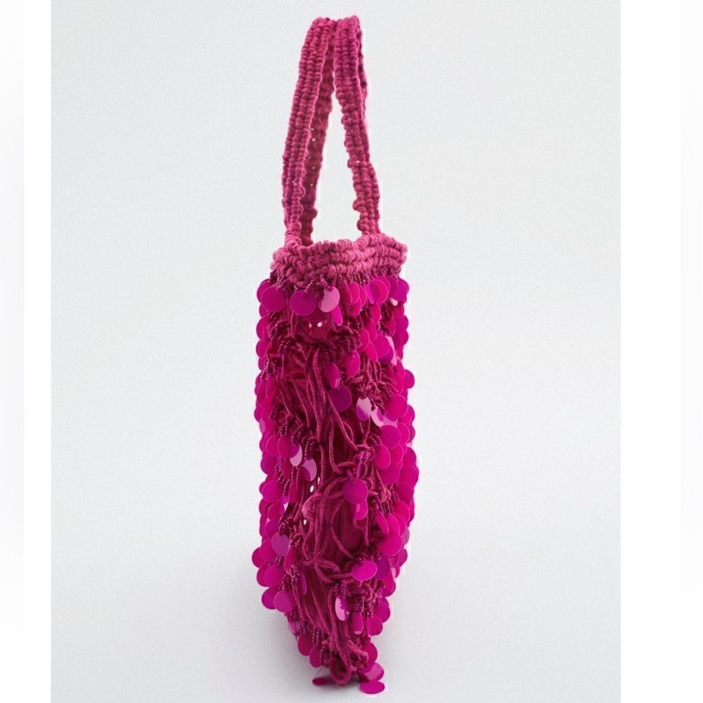 NWT Zara Beaded Fabric Handbag - Picture 4 of 9